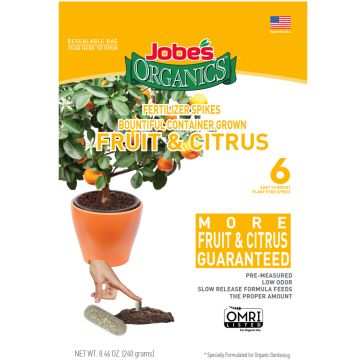 Jobe's Organics, Fruit & Citrus 3-5-5 Fertilizer Spikes for Containers, 6 spikes