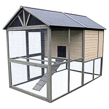 Hen Coop, Walk-In, Taupe With Chocolate Trim, 98.4 x 55.1 x 70.9-In.