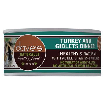 Dave's Naturally Healthy Cat Food Grain Free Turkey & Giblets Dinner, 5.5oz