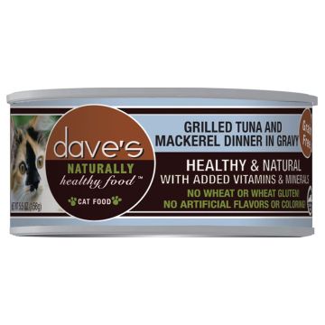 Dave's Naturally Healthy Cat Food Grain Free Tuna & Mackerel, 5.5oz