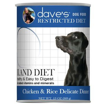 Dave's Dog Food Restricted Diet Bland for Dogs, Chicken & Rice, 13.2oz