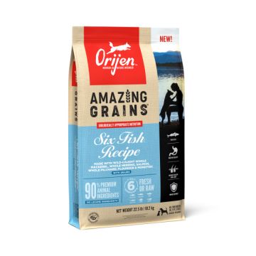 ORIJEN Amazing Grains Six Fish Recipe Dry Dog Food, 22.5 lbs.