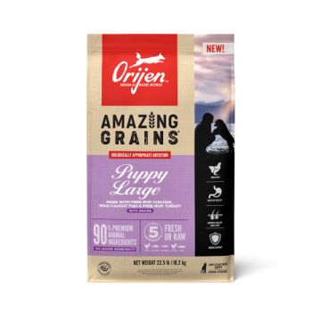 ORIJEN Amazing Grains Large Puppy Grain Free Dry Dog Food, 22.5 lbs.