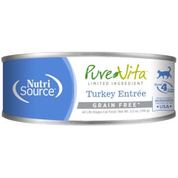 NutriSource® PureVita Turkey Entrée Limited Ingredient Grain Free Wet Cat Food, 5.5oz can