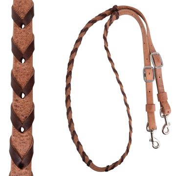 Martin Saddlery Latigo Laced Barrel Rein 5/8-inch Thick Buckle and Keeper Snap Ends, Chocolate