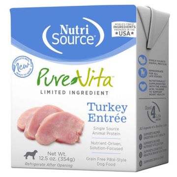 NutriSource® PureVita Turkey Entrée Limited Ingredient Grain Free Wet Dog Food, 12.5oz carton