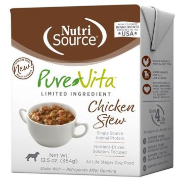 NutriSource® PureVita Chicken Stew Limited Ingredient Wet Dog Food, 12.5oz carton