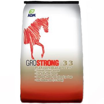 ADMGROSTRONG 33 Ration Balancer Low Sugar, Low Starch Horse Feed, Pellet, 50 lbs. Bag