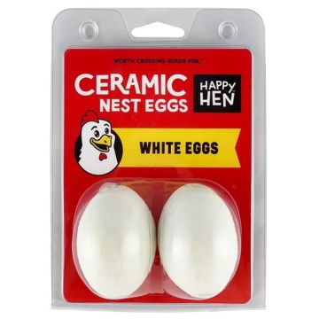 Happy Hen Ceramic Nest Eggs (White), 2 pack