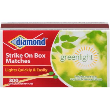 Diamond Strike on Box Greenlight Matches, 300 Count