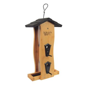 Nature's Way Bamboo Vertical Wave Bird Feeder, 2 Qt.