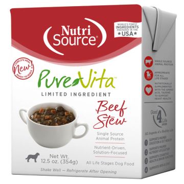 NutriSource® PureVita Beef Stew Limited Ingredient Wet Dog Food, 12.5oz carton