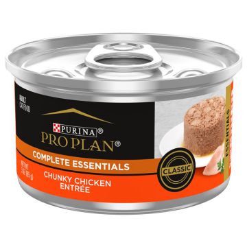 Pro Plan Pate, High Protein Wet Cat Food, COMPLETE ESSENTIALS Classic Chunky Chicken Entree, 3 oz. Pull-Top Can