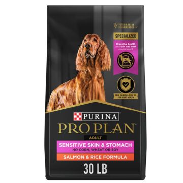 Pro Plan Sensitive Skin and Stomach Dog Food Salmon and Rice Formula, 30 lb. Bag