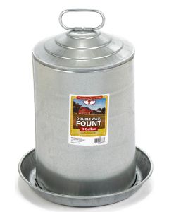 Double Wall Metal Poultry Fount Waterer, 3 Gallon